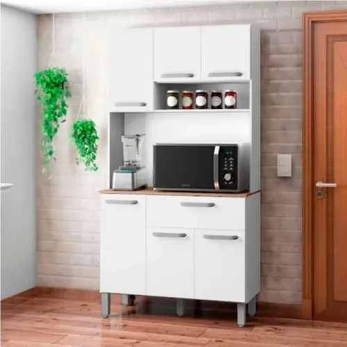 Sofisticação e Praticidade: Kit Cozinha Sofia Carvalho/Oak/Off White - Em Oferta