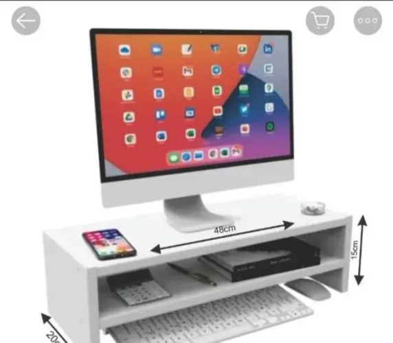 SUPORTE BASE PARA MONITOR DUPLO PRATELEIRA HOME OFFICE 100 % MDF BRANCO TX