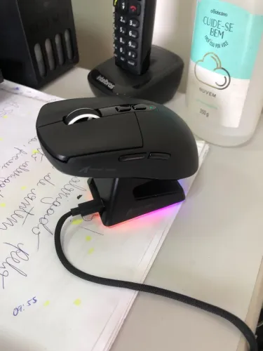 Mouse Gamer X6 Attack Shark Tri Mode 26000dpi Paw3395 com Dock