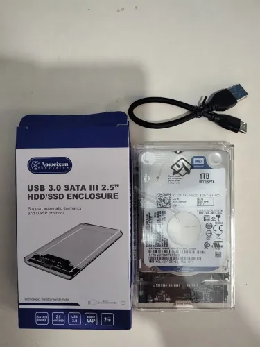 HD Externo 1TB WD + Case e Cabo USB 3.0 