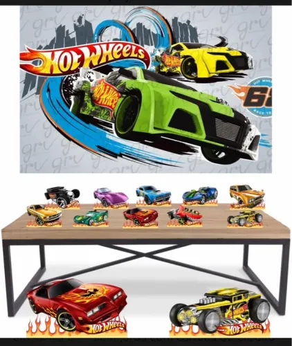 Hotweels - Kit Display 8 De Mesa 2 Chão+ 1 Painel de lona