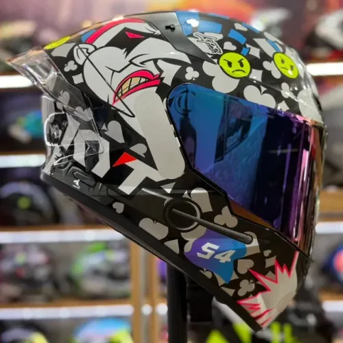 CAPACETE KYT TT COURSE RICCARDO ROSSI 2022 BRANCO\PRETO DUAS VISEIRAS + AERO