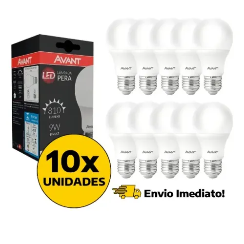Kit 10 Lâmpadas Avant Led 9w Bulbo 6500k Branco Frio Luz Branco-frio