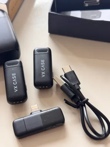 Microfone vx case com entrada Lightning e USBC 