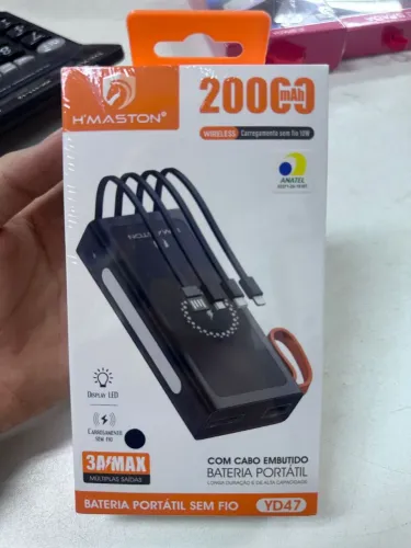 Power bank Carregador Portátil H'MASTON 20000mAh com Carregamento Wireless
