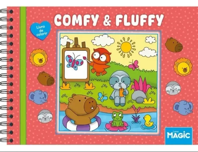 Caderno de Desenho Pintar Comfy & Fluffy/ Bobbie Goods + 24 canetinhas coloridas *tiktok*
