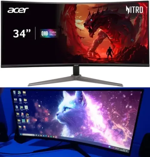 Acer Nitro 34 Pol, Curvo, QHD, 1ms, 100 hz
