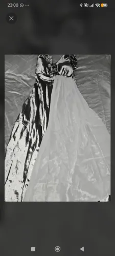 Vestido de Festa Longo Metalizado com Tule - Tamanho G (Marca Bi Bian)
