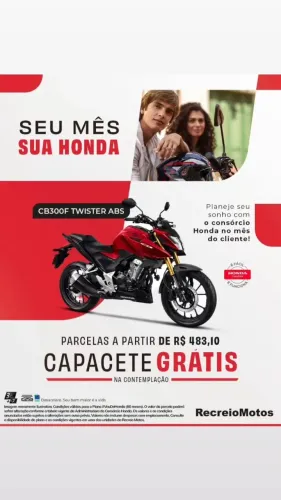 CB300F TWISTER ABS 2027- Parcelas a partir de R$ 452,61 + CAPACETE