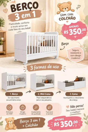 Berço 3 em 1 