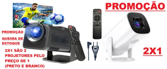 2 projetores streaming com acesso a internet, alta qualidade e luminosidade