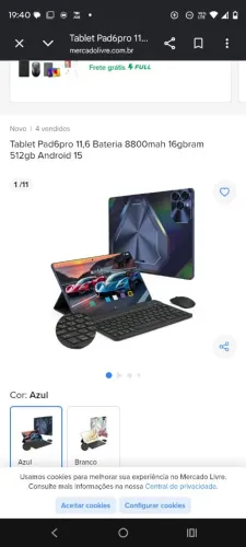 Tablet pad6 pro zennon última geração, pra sair hoje, preço mais acessível.