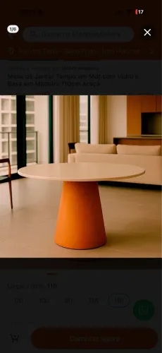 Mesa de jantar - Tampo em MDF com vidro 110cm e base em madeira