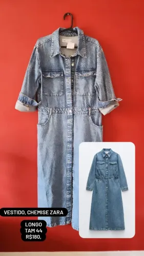 Vestido/chemise longo Zara jeans