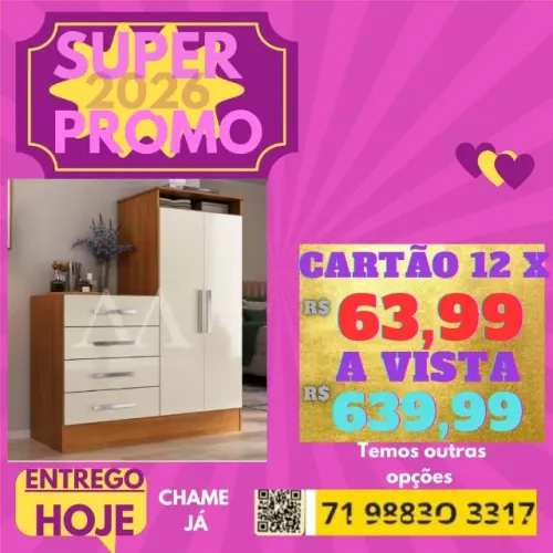 Cômoda Com Roupeiro/ Pagamento ao motorista na entrega