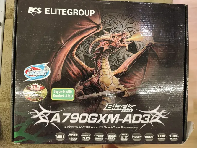 Placa mãe AM3 ECS A790GXM-AD3 + Phenom II X3 720