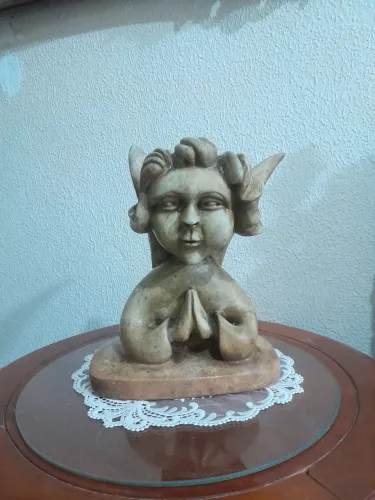 Antigo busto Querubim de marmore