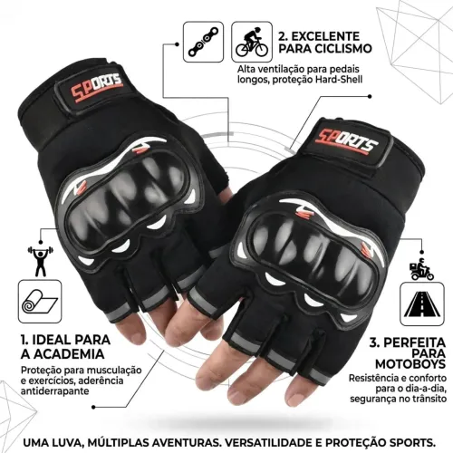 Luva de Motoqueiro Meio Dedo - Proteção e Conforto