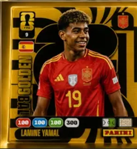 Card Golden Baller Lamine Yamal Panini Adrenalyn XL FIFA World Cup 2026