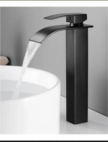 Torneira Banheiro Monocomando Preto Cascata Lavabo Bica Alta Acabamento Fosco