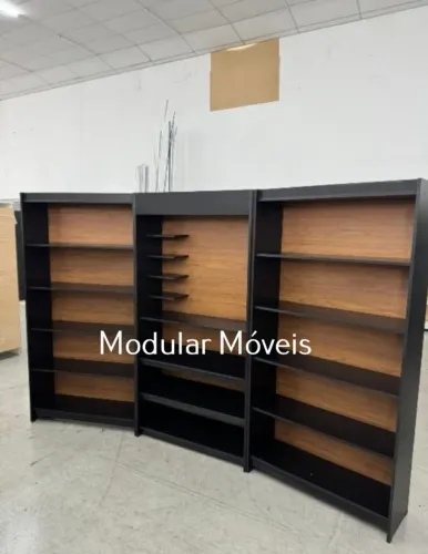 TOTEM de Pagamento e 2 Prateleiras - MDF Amadeirado e Preto