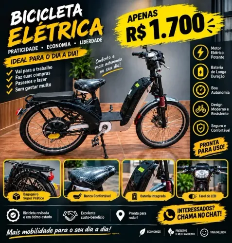 BIKE ELÉTRICA À VENDA - R$ 1.700,00