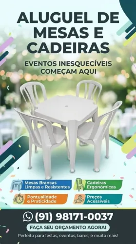 Aluguel de Mesas e cadeiras .