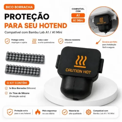 kit - 1 bico borracha P/Hotend A1/A1mini + 2 escovas borracha limpeza de bico bambulab