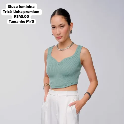 Blusa Cropped linha premium luxo tricô 