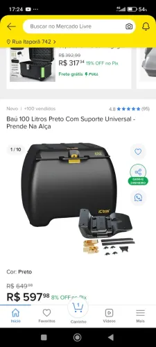 Baú 100L ICBras, com suporte incluso