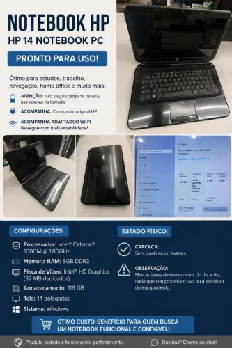 NOTEBOOK HP 14 NOTEBOOK PC - PRONTO PARA USO!