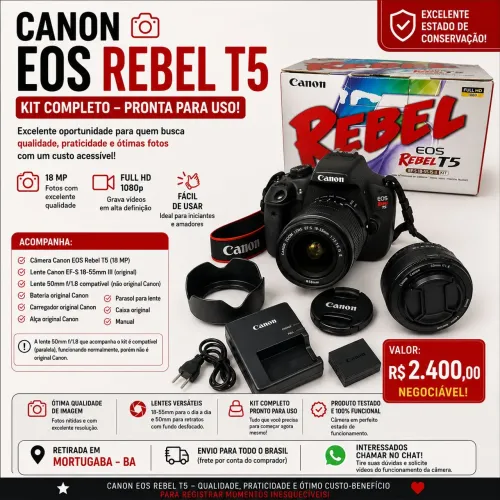 ? Canon EOS Rebel T5 + Kit Completo - Excelente Estado