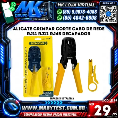 Alicate Crimpar Corte Cabo De Rede Rj11 Rj12 Rj45 Decapador
