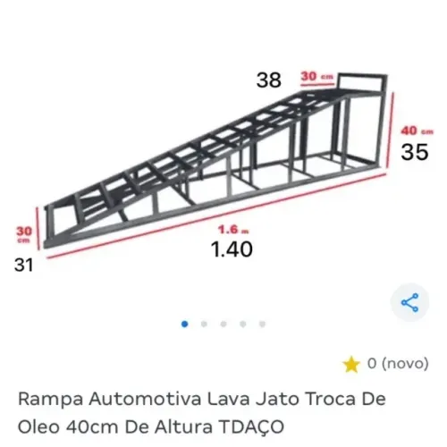 Rampa para lava jato ou troca de óleo
