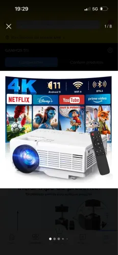 (NOVO) projetor android 4K profissional Wi-fi Full HD 5g