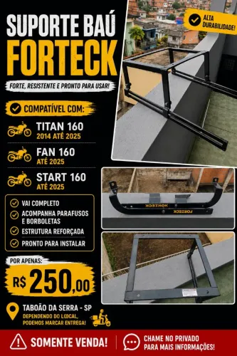 Suporte deslizante baú forteck Titan 160 14/25 Fan 160 2025 e Start 2025