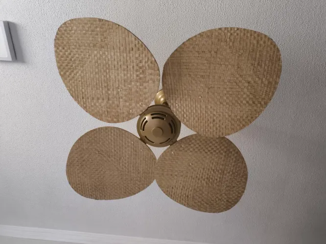 Ventilador de Teto Venti-Delta Premium ? 4 Pás Rattan Natural + Controle Remoto Autentic