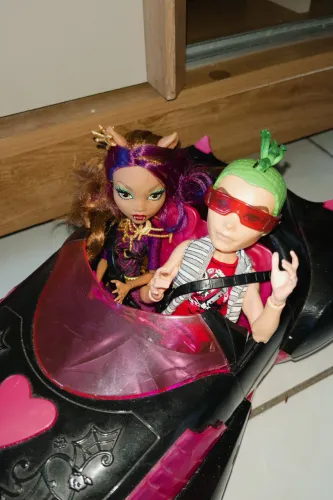 monster high - casal de bonecos + carro 