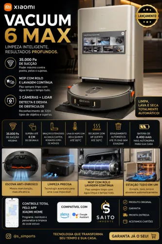 Robô aspirador Xiaomi Vaccum 06 Max - 220V
