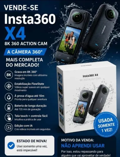 Câmera 360° insta360 X4 8K action can