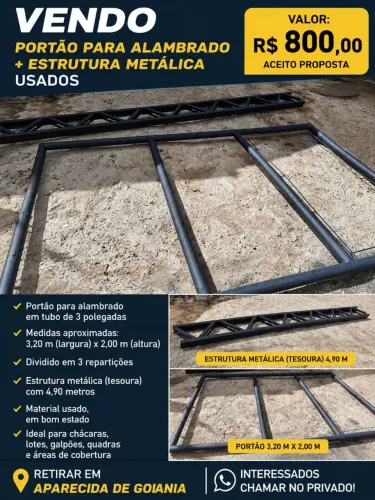 Portão para alambrado+estrutura metálica usados 