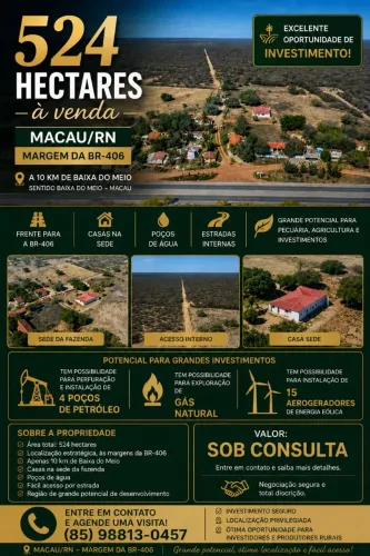 FAZENDA À VENDA - 524 HECTARES | MACAU/RN