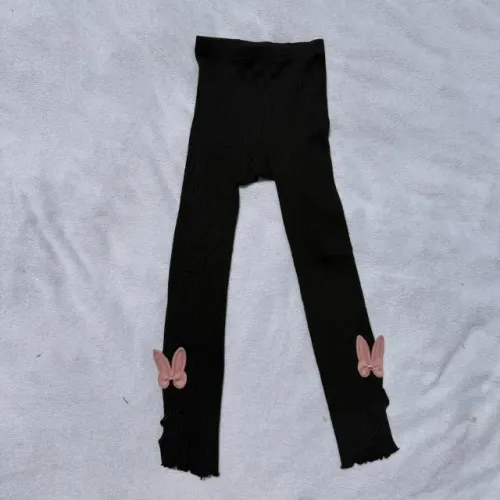 Legging / Meia-Calça Canelada Infantil Shein com Detalhe Coelho