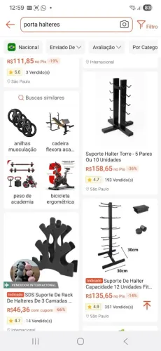 Vendo suporte para pinos de academia
