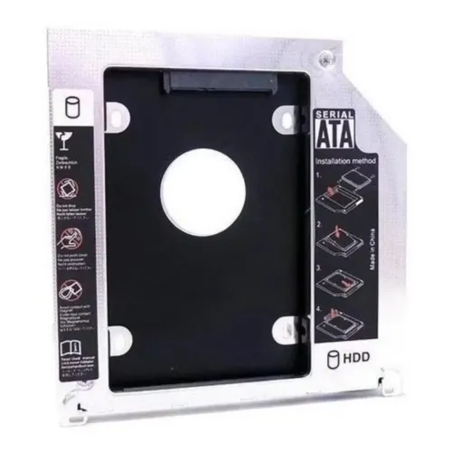 Gaveta Caddy p/ segundo HD ou SSD Sata para notebook 9,5mm ou 12,7mm 