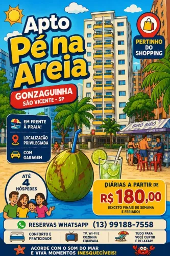 Apto Temporada Prédio Frente Mar c/Garagem