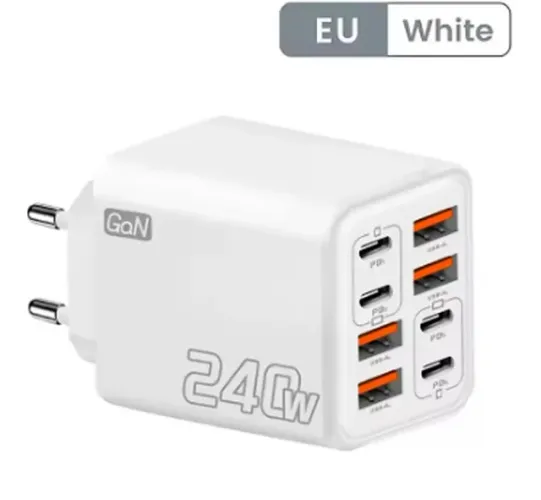 Carregador USB C GaN de 240W 8 em 1 com carregamento rápido para iPhone, Samsung, Xiaomi,