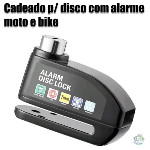 Cadeado trava de disco com alarme sonoro moto e bike