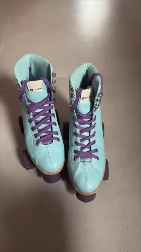 Patins Quad Oxer Ocean Retrô 4 Rodas - Azul e Roxo (Pouco Usado)