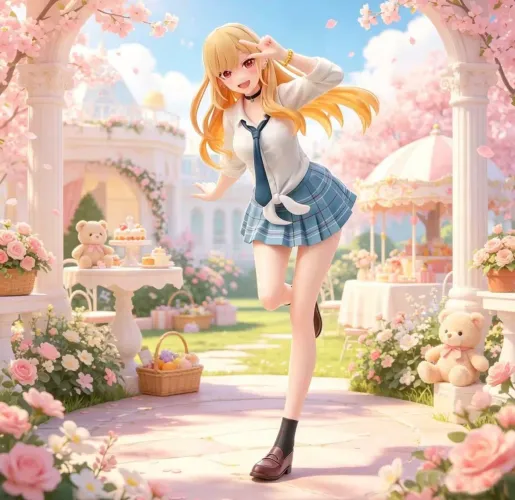 Boneca estatueta Anime Kitagawa Marin em PVC modelo sentada